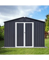 Simplie Fun Metal garden sheds 10ft 12ft outdoor storage sheds Dark-grey