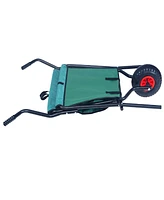 Collapsible Wheelbarrow 176 lbs Folding Yard Garden Wheelbarrow Foldable Lightweight Gardening Heavy Duty Oxford Cloth Green Lawn Cart for Grass, Leaf