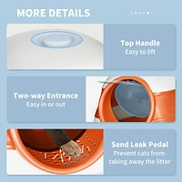 Cat Litter Box with Lid, Covered Litter Box w/ High Sides, Air Freshener, Large Two-Way Entrance Kitty Litter Box, Foldable, Easy Clean, Orange, and B