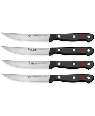 Wusthof Gourmet Black 4-Pc. Steel Steak Knife Set