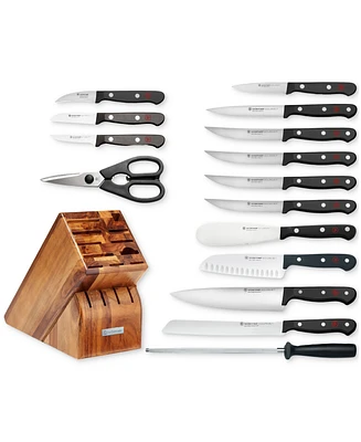 Wusthof Gourmet Black 16-Piece Knife Set and Wooden Block