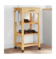 vidaXL Kitchen Trolley Monza 18.9"x15.7"x35.4" Solid Wood Pine