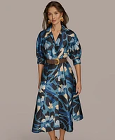 Donna Karan New York Women's Printed A-Line Midi Shirtdress