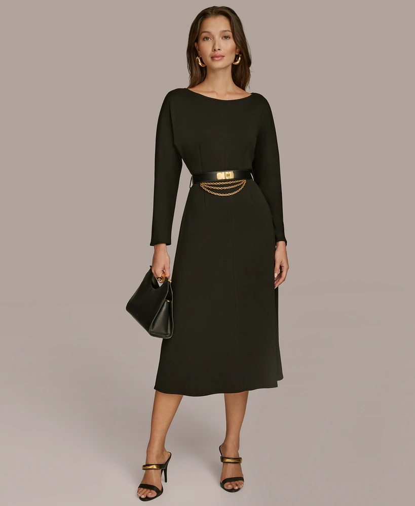 Donna Karan New York Women's Belted A-Line Dress