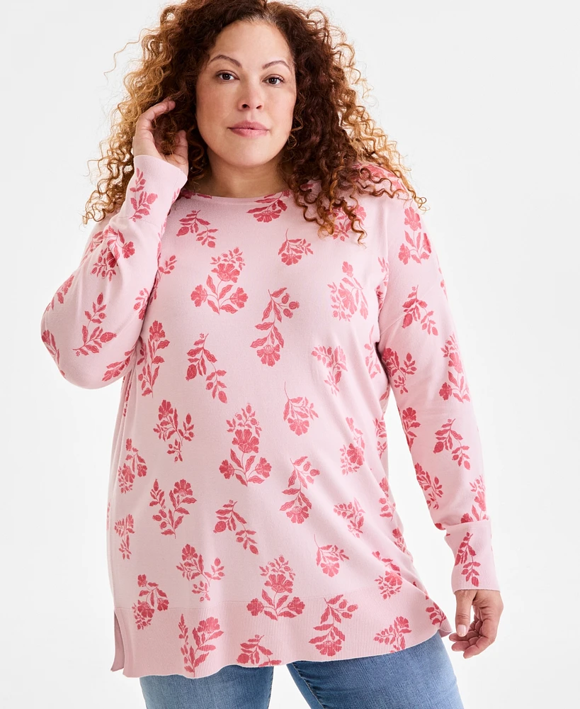 Style & Co Plus Size Printed Tunic Sweatshirt, Exclusively at Macy's