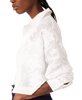 Frank and Oak Women's Jacquard Button-Front Cropped Shirt