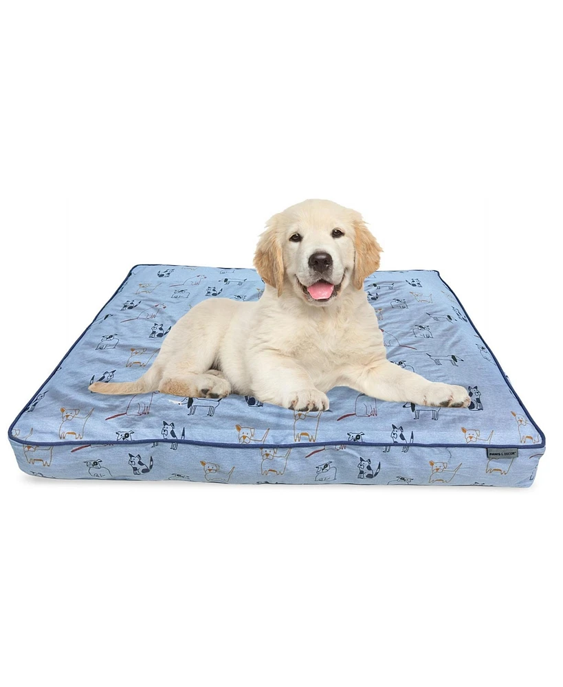 Paw & Decor Paws and Taupe Plaid Dog Bed, Plush Durable Pet Bed for Dogs, Orthopedic Sleeping Pad Pets