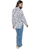 Karl Lagerfeld Paris Petite Printed Long-Sleeve Shirt