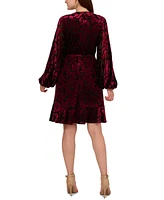 Adrianna Papell Women's Velvet Burnout Faux-Wrap Dress