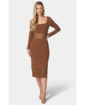 bebe Women's Square Neck Midi Dress