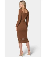 Bebe Women's Square Neck Midi Dress