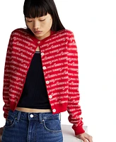 Tommy Jeans Women's Cropped Logo-Knit Crewneck Cardigan