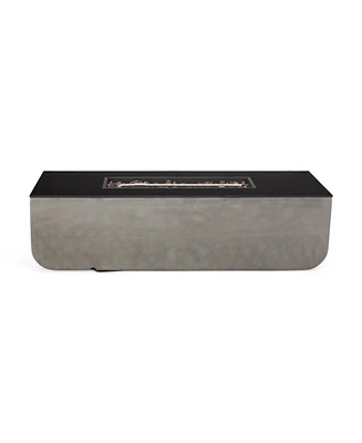 Slickblue Outdoor Patio Concrete Fire table, Rectangle Gas Burning 56-Inch Fire Pit - 50, 000 Btu, Light Gray + Black