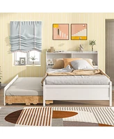 Slickblue Full Bed with Built-In Bookcase for Convenient Storage