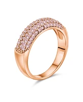 Bling Jewelry Pink Cubic Zirconia Band Ring Rose Gold Plated .925 Sterling Silver