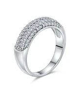 Bling Jewelry Micro Pave Cocktail Cz Statement 1/2 Eternity Band Ring Rose Gold Plated .925 Sterling Silver