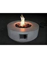 Mondawe 11" H x 30" W Fiber Reinforced Concrete Propane/Natural Gas Outdoor Fire Pit Table with Lid