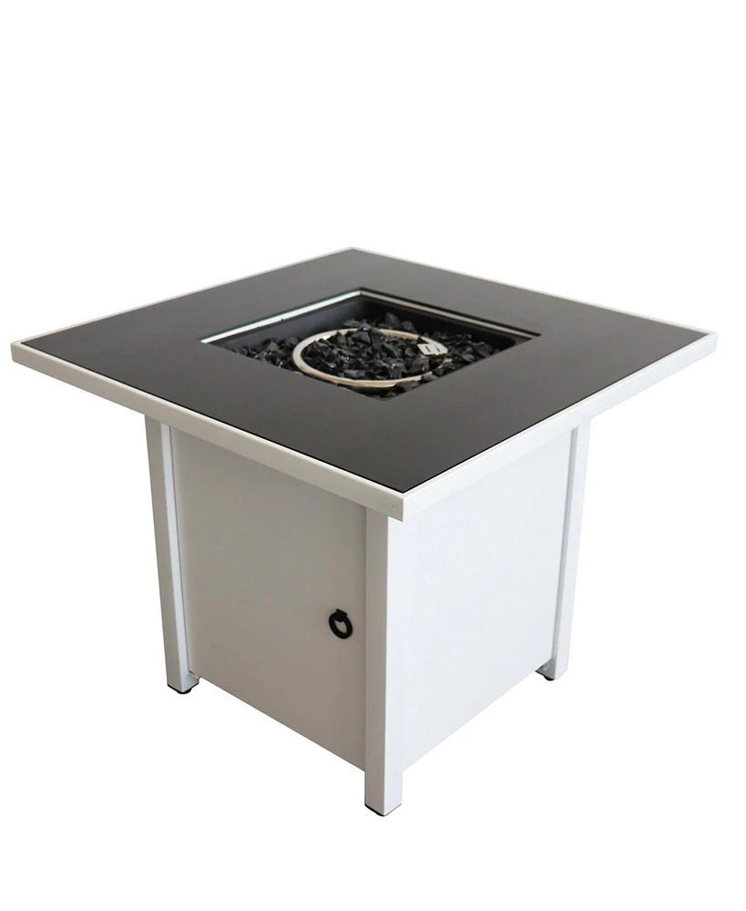 Mondawe 30 Inch White Steel Propane/natural Gas Firepit Table