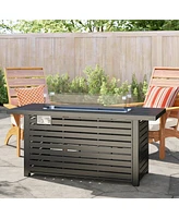 Mondawe 24" H Steel Propane Outdoor Fire Pit Table With Lid