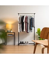 Iris Rolling Adjustable Single-Rod Clothes Garment Rack