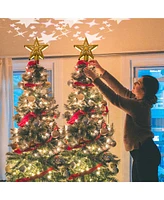 Yescom 2 Pack Christmas Tree Topper Star,3D Snowflake Rotating Projector,Led Lights,Golden Star Xmas Party Holiday Decorations