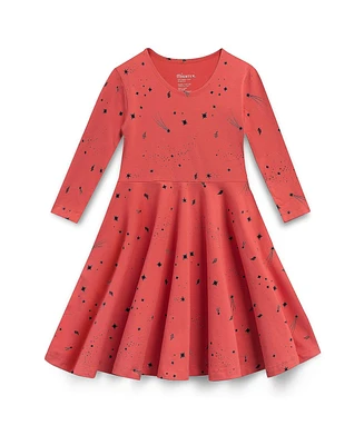 Mightly Girls Toddler Fair Trade Organic Cotton Print 3/4 Sleeve Twirl Dress