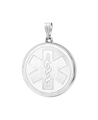 Drs, Inc. Ladies 925 Sterling Silver Round Medical Pendant, 1 inch