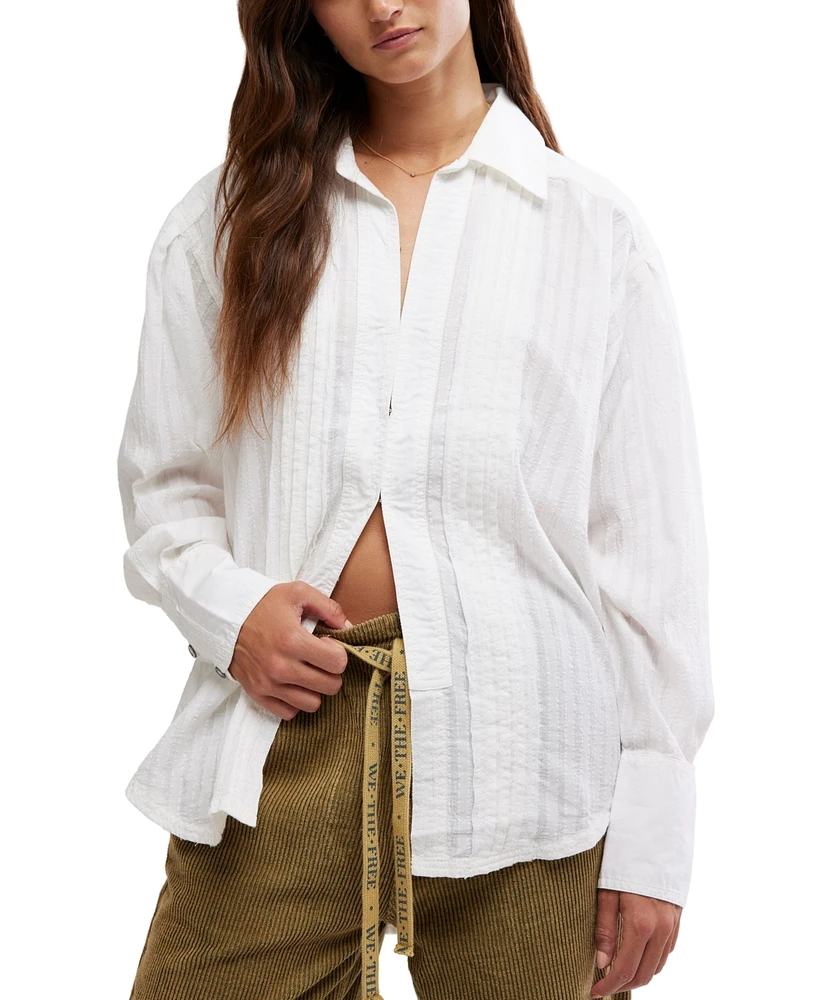 Free People Women's Tuxy Vibes Pintuck Cotton Shirt