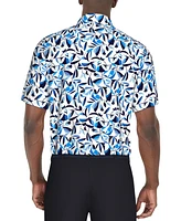 Pga Tour Men's Textured Geo Botanical Short Sleeve Polo Shirt