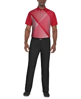 Pga Tour Men's Short Sleeve Heathered Argyle Performance Polo Shirt