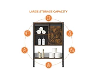 gaomon Over The Toilet Storage Cabinet, Bathroom Above Toilet Storage Wood Cabinet With Sliding Barn Door, Large Capacity, Brown
