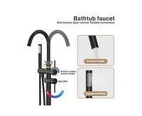 Gaomon Freestanding Bathtub Faucet Floor Mount Tub Filler,Standing High Flow Shower Faucets with Handheld Shower Mixer Taps Swivel Spout