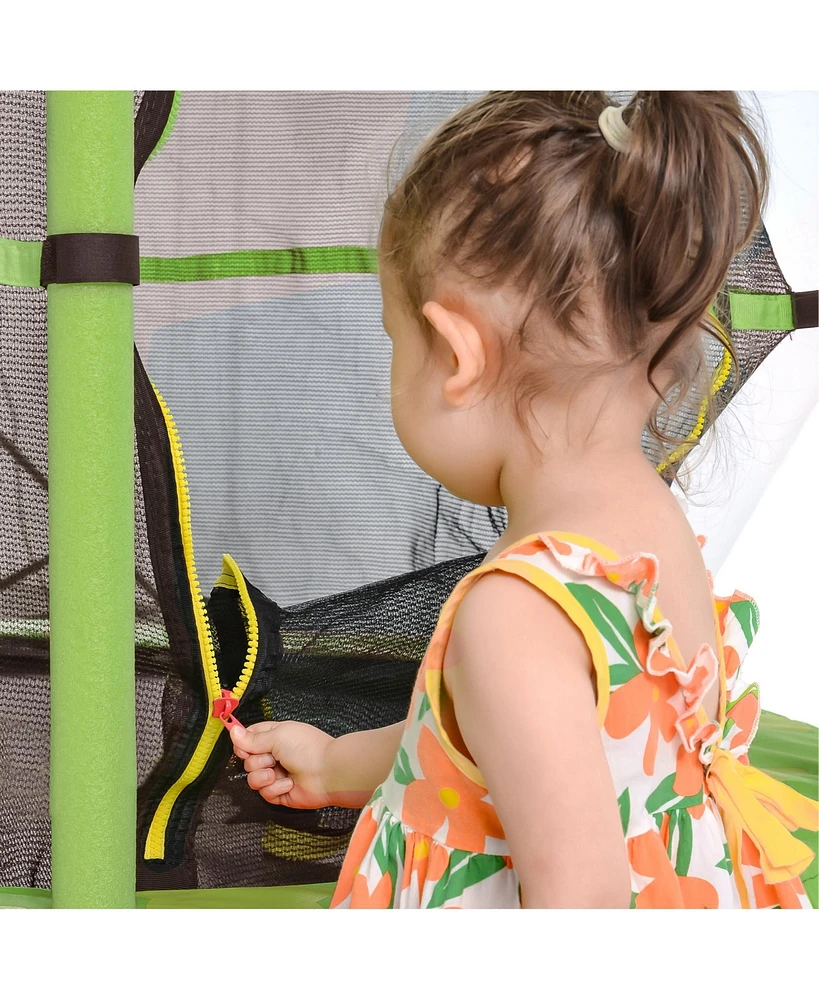 Streamdale Furniture 55 Inch Kids Trampoline with Safety Enclosure Net, 4.5FT Outdoor Indoor Trampoline for Kids (Green)