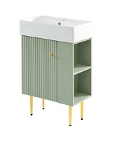 21.6" Black Bathroom vanity, Combo Cabinet, Bathroom Storage Cabinet, Single Ceramic Sink, Right side storage