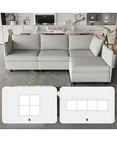 Streamdale Furniture Modular Sectional Sofa, Convertible Sofa Seat With Storage, Sleeper Sectional Sofa Set, Fabric Flexible Modular Combinations for