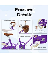 Streamdale Furniture Kids'Bike Girls Bike 12 Inch Wheels,1-Speed Child Bicycles For 2-3 Years, With Removable Training Wheels Baby Toys, Front V Brake