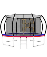 14FT Trampoline, Outdoor Trampolines for Kids and Adults, Recreational Trampoline with Enclosure Net & Ladder, Round Trampoline Astm Approved