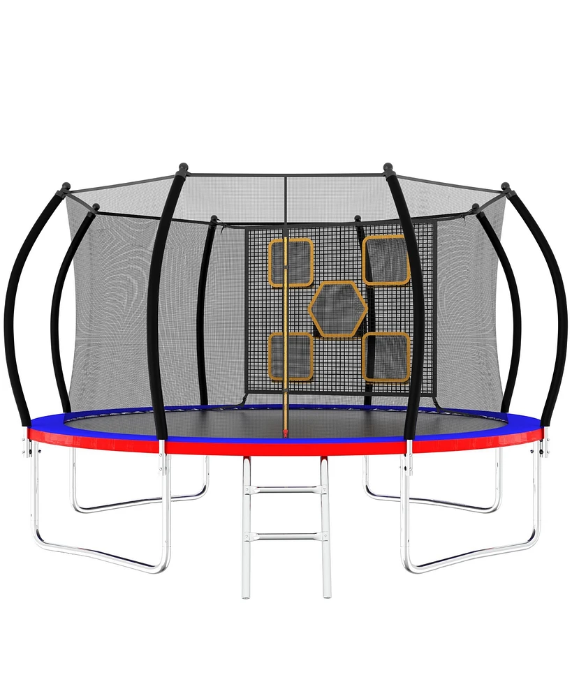 Simplie Fun 14FT Trampoline, Outdoor Trampolines for Kids and Adults, Recreational Trampoline with Enclosure Net & Ladder, Round Trampoline Astm Appro