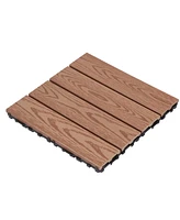 Streamdale Furniture Wood Plastic Composite Deck Tiles Set of 20pcs, Composite Decking Resist Rust, Water, Weather, Easy to Diy & Maintain, Indoor&Out