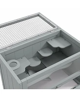 2-Level Hamster Cage Mice and Rat House, Small Animal Habitat for Guinea Pigs, Chinchillas with Openable Top, Front Door, Shelf and Ladder, Gray