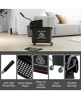 Mop Bucket with Wringer on Wheels for Floor Cleaning, 21 Quart, Separate Dirty and Clean Water, Black