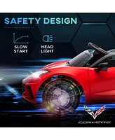 Simplie Fun Electric Car for Kids, 12V Chevrolet Corvette Licensed Kids Car with Parental Remote Control, Suspension System, Music, Horn, Headlight