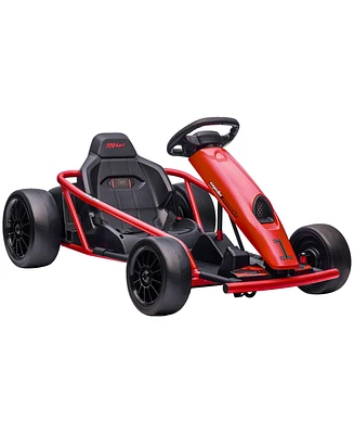 Streamdale Furniture 24V 8.1 Mph Electric Go Kart, Drifting Car Battery Powered Ride on Toy Outdoor with Slow Start, Music, Horn Honking and Safety Be