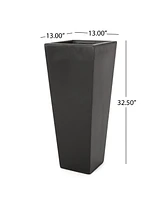 Simplie Fun 13" X 32.5" Outdoor Modern Mgo Cast Stone Planter, Black