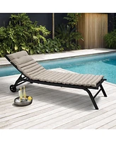 2PCS Set Outdoor Lounge Chair Cushion Replacement Patio Funiture Seat Cushion Chaise Lounge Cushion-khaki