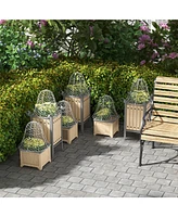 Garden Chicken Wire Cloche, 16" x 13" Stackable Animal Plant Protectors, 6 Pack of Metal Crop Cages to Keep Animals Out, White