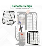 Streamdale Furniture Soccer Rebounder Net, 3' x 3', Angle Adjustable Portable Training Goal Net with Quick Folding Design, Sturdy Metal Tube