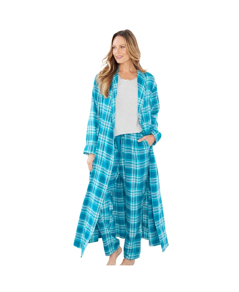 Dreams & Co. Plus Long Flannel Robe