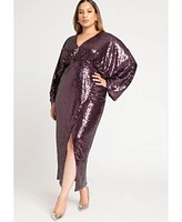 Eloquii Women's Plus Size Dolman Sleeve Sequin Dress