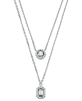 Michael Kors Sterling Silver Halo Double Layer Necklace